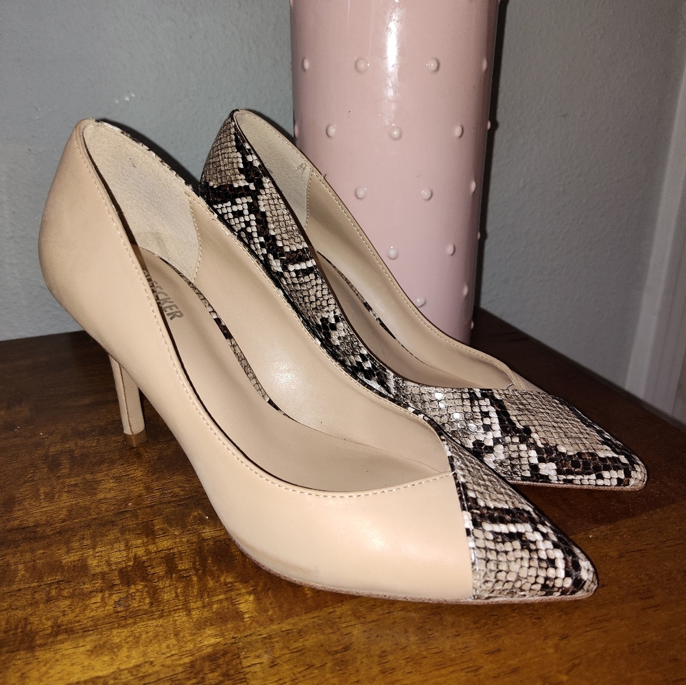 Bleecker And Bond Leather Snake Skin Pumps